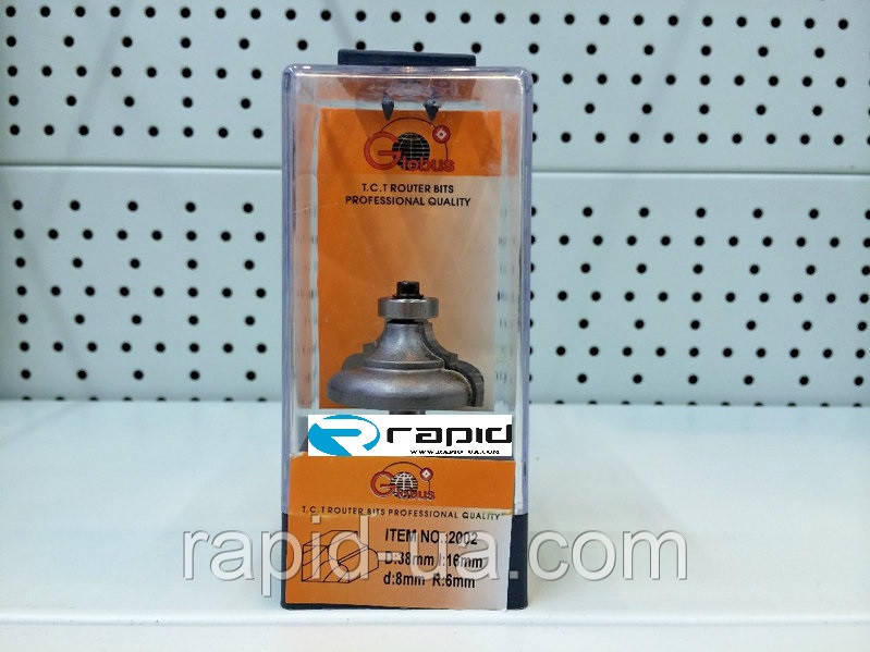 Фреза ГЛОБУС 2002 D38 d8 h16 R6 кромочная калевочная