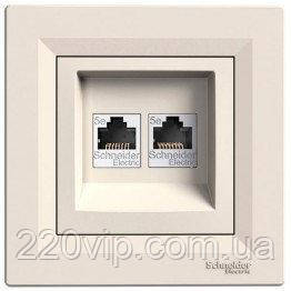 Розетка комп'ютерна RJ45 cat5e UTP подвійна Schneider Electric Asfora Слонова кістка EPH4400123