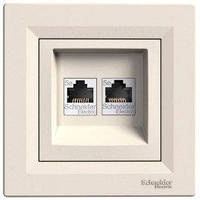 Розетка комп'ютерна RJ45 cat5e UTP подвійна Schneider Electric Asfora Слонова кістка EPH4400123