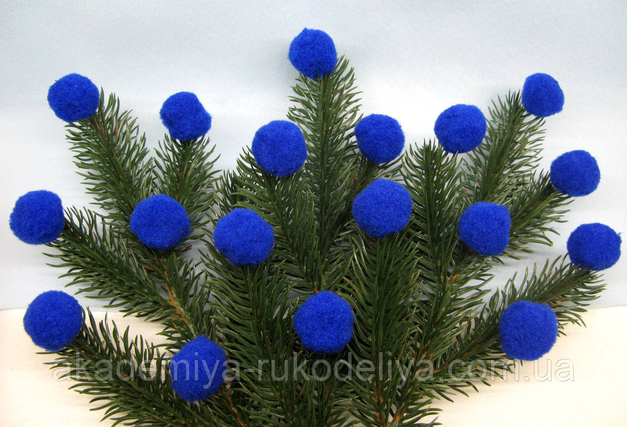 Кульки — помпони сині D — 3 см, 10 шт. — 7