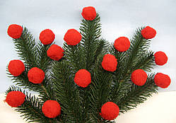 Кульки — помпони червоні D — 3 см, 10 шт.