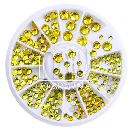 Стрази на карусельці Lilly Beaute LB-5320 мікс розмірів, лимонні, фото 2