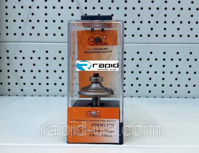 Фреза ГЛОБУС 2102 D38 d8 h10 R6 кромочная калевочная