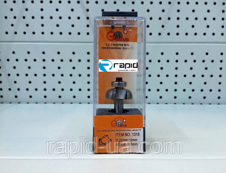 Фреза ГЛОБУС 1018 D25 d8 h9 R6 кромочная калевочная