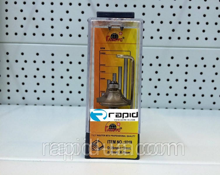 Фреза ГЛОБУС 1019 D28 d8 h12 R8 кромочная калевочная