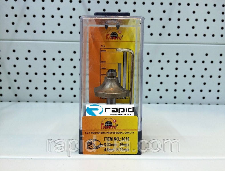 Фреза ГЛОБУС 1019 D33 d8 h16 R10 кромочная калевочная