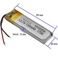 Батарея 130mah 3.7V 501035 Літій-Полімер Акумулятор для Bluetooth Гарнітури