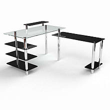 Скляний кутовий комп'ютерний стіл Тритон БЦ-стіл