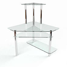 Скляний кутовий комп'ютерний стіл Феміда БЦ-стіл