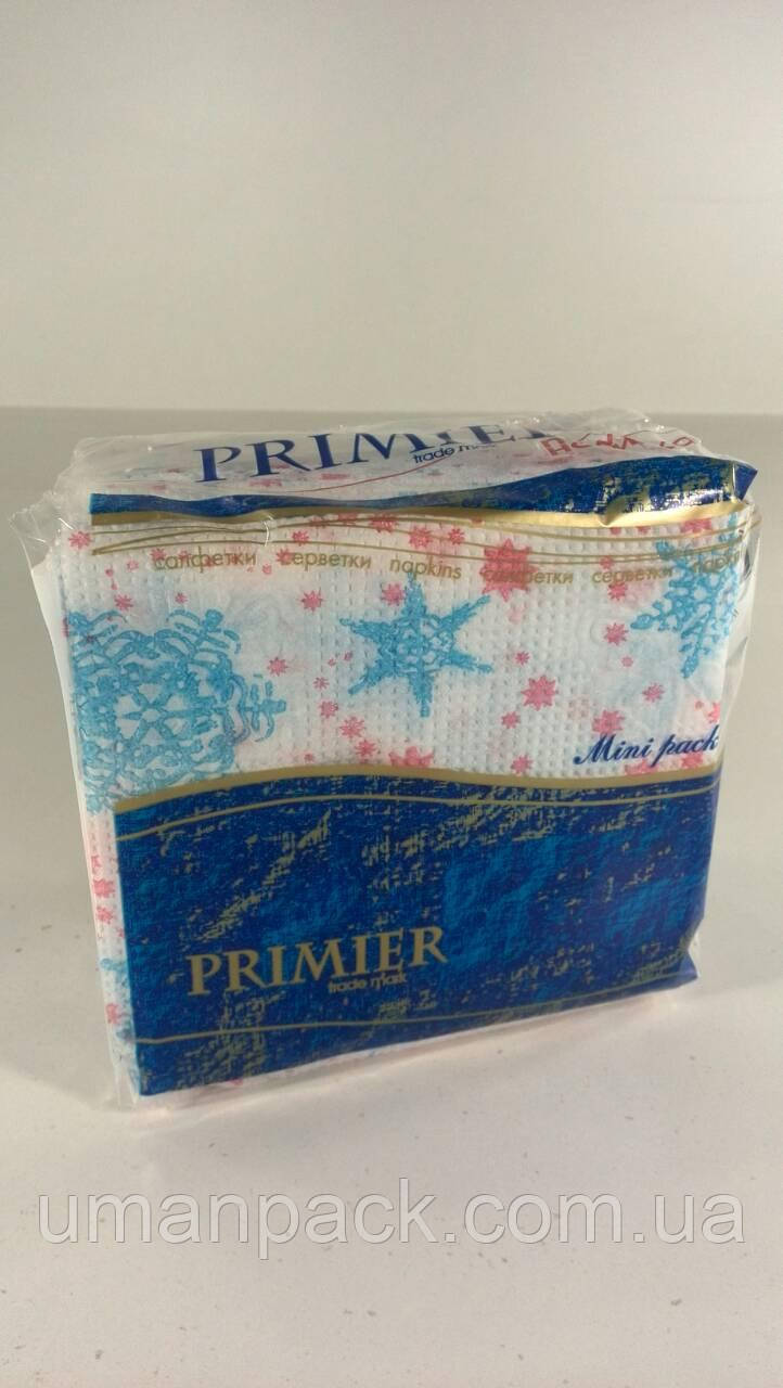 Серветки паперові новорічні 45лист Прем'єр малюнок "НОВИЙ рік" (10 пачка)