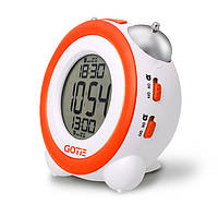 Электронный будильник Gotie GBE-200P белый-оранжевый