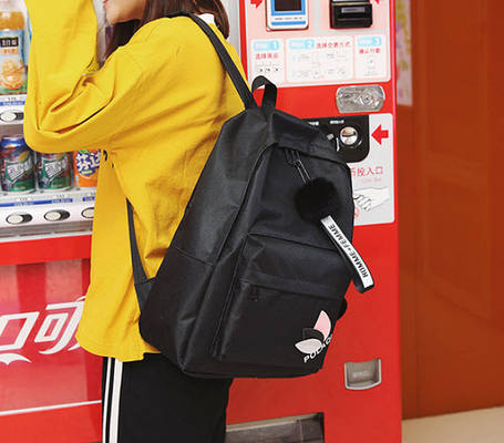 Шкільний тканевий  рюкзак з помпоном, фото 1