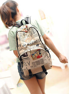 Шкільний рюкзак із принтом газети, фото 2