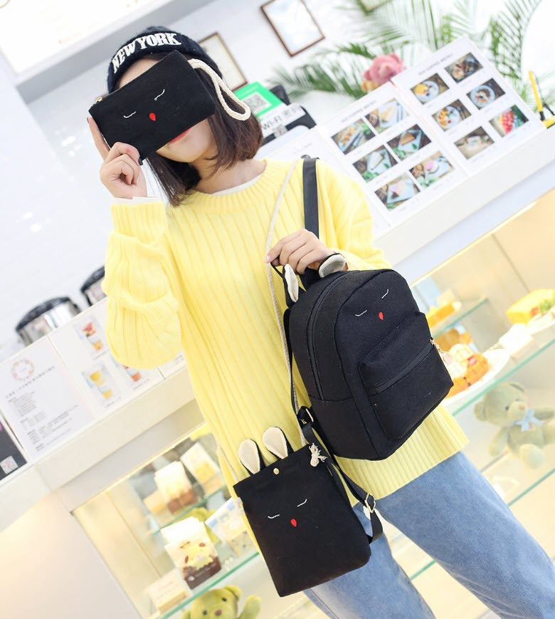 Набір з вушками та мордочкою зайчика, рюкзак-сумка-кістка