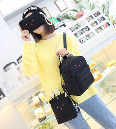 Набір з вушками та мордочкою зайчика, рюкзак-сумка-кістка, фото 1