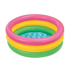 Маленький дитячий надувний басейн для малюків із надувним дном Intex 58924 "Райдуга" 86х25см