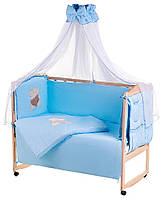 Дитяче ліжко Qvatro Ellite AE-08 аплікація блакитний (ведмедик сидить із коричневим серцем)