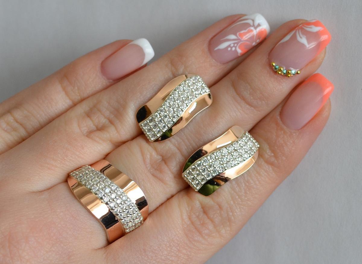 Срібний гарнітур з золотом, фото 1