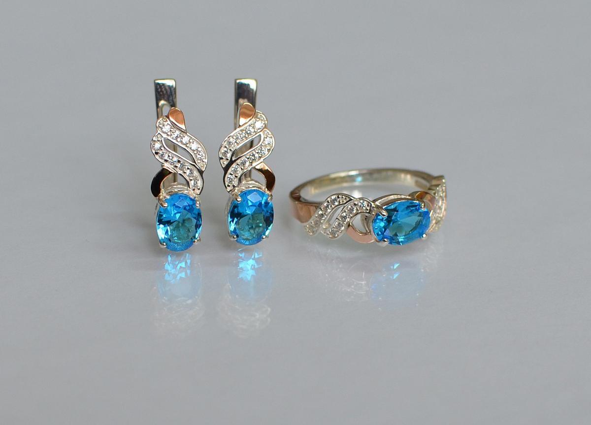 Срібний гарнітур з золотом, фото 1