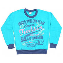 Джемпер для дівчаток Бірюзовий 6-7 років р.122 х/б 100% Футер 2х нит.на байці ТМ ВАЛЕРІ-ТЕКС