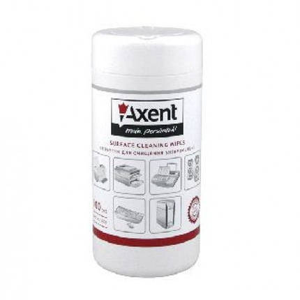 Серветки д/орг. техніки вологі AXENT 5301 в уп. 100шт (1), фото 1