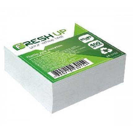 Блок паперу Fresh Up FR-1212 для нотаток білий клеєний 85х85х400арк (1/36), фото 1