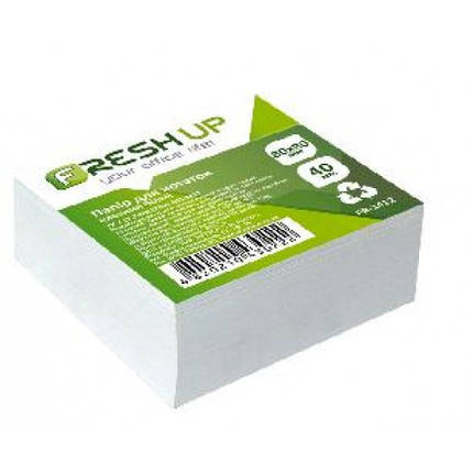 Блок паперу Fresh Up FR-1412 для нотаток білий клеєний 80х80х40мм (1/24), фото 1