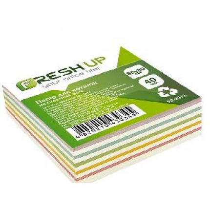 Блок паперу Fresh Up FR-2411 для нотаток мікс не клеєний 80х80х40мм (1/24), фото 1