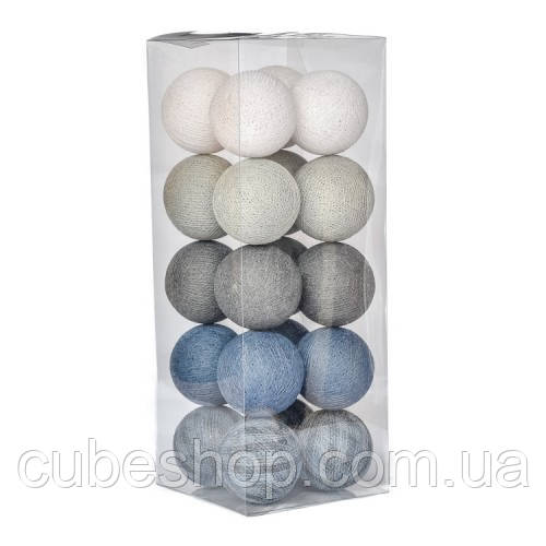 Тайська LED-гірлянда "Stone-blue Mix" (10 кульок) на батарейках