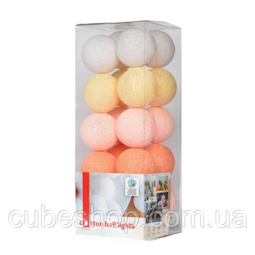 Тайська LED-гірлянда "Peach pastel" (20 кульок) на батарейках