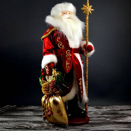 Дід Мороз 50 см з золотим посохом 0458, фото 1