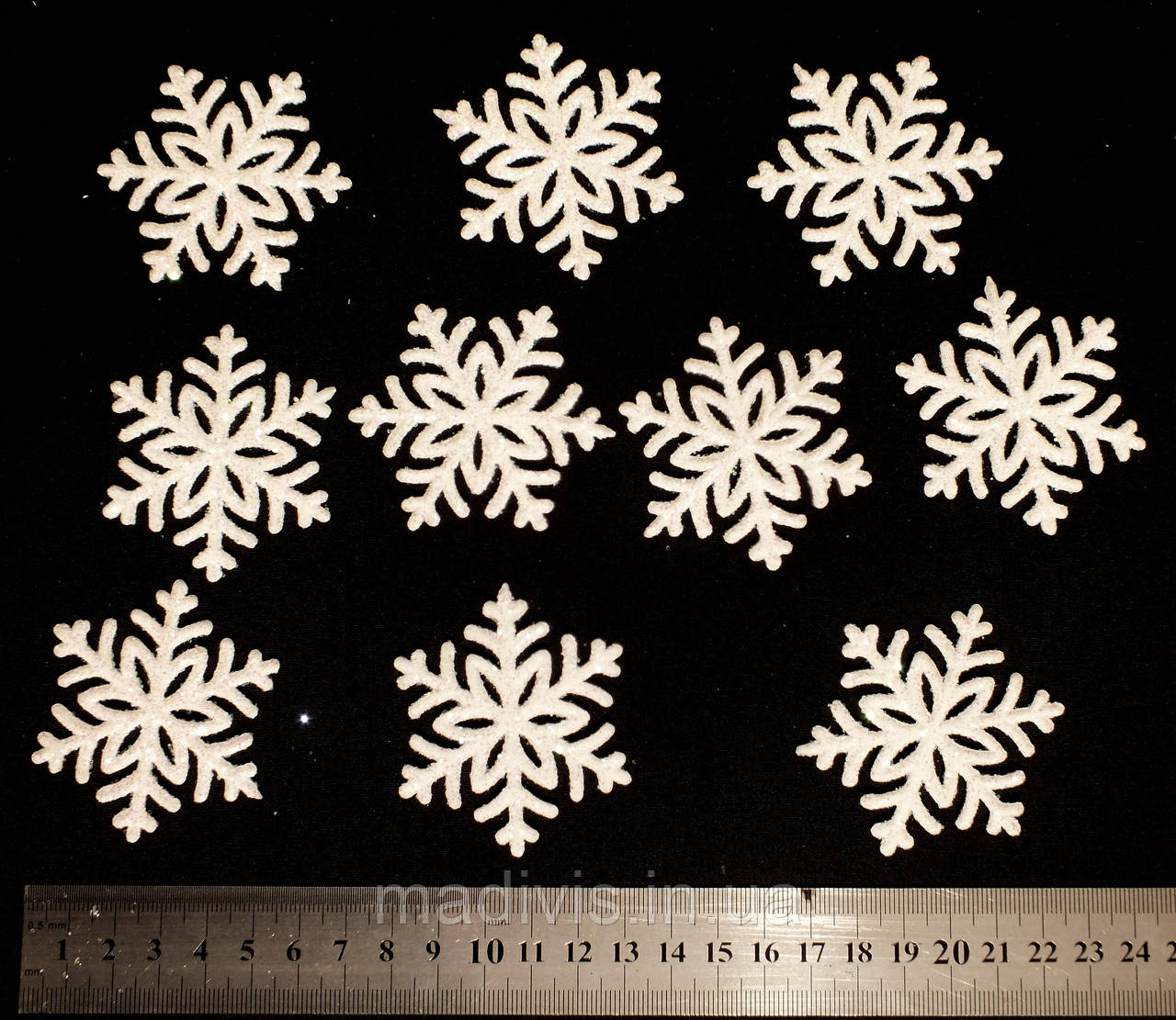 Сніжинки пластик перламутр 60 мм. No2 (10 шт.), фото 1