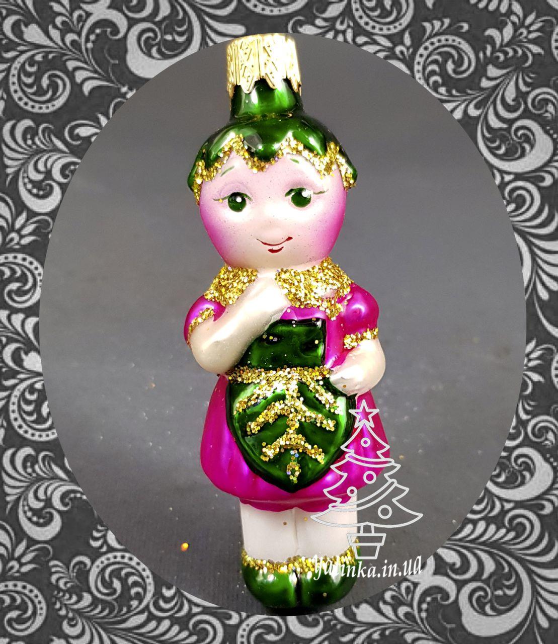 Скляна ялинкова іграшка Полуничка 72/м-а