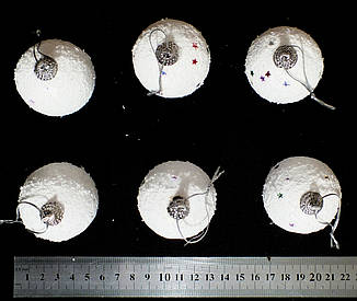 Набір новорічних мінііграшок пінопластових кульок-сніжків, (5 см, 6 шт.)