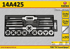 Набір плашок і позначників M3 — M12, 20 шт., TOPEX 14A425