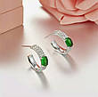 Сережки пусети із зеленим камінням та застібкою перлиною, фото 7