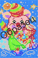 Схема для вишивання бісером «Хрюша на ковзанах»