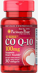 Puritan's Pride Q-SORBTM Co Q-10 100 mg, Коензим Q10 (30 капс.)