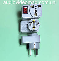 Перехідник для трехконтактной англійської електричної вилки з вимикачем