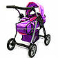 Коляска для кукол со съемной люлькой, сумкой и корзиной для вещей 9388 (фиолетовая), фото 2