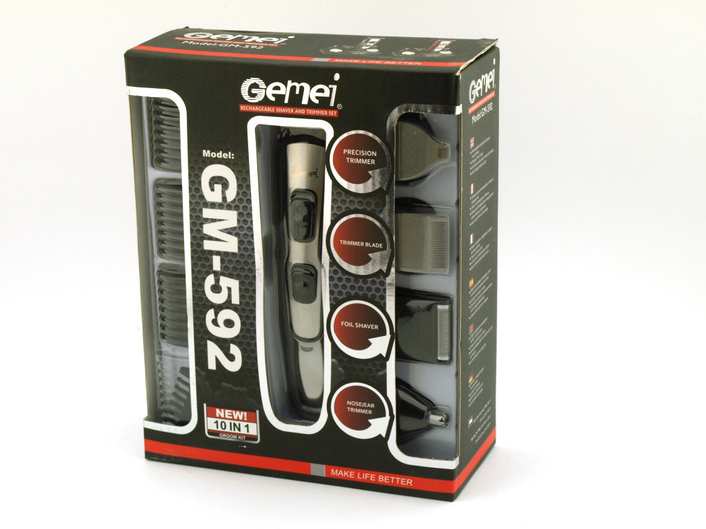 Машинка тример для стрижки волосся Gemei GM 592 10 в 1, тример акумуляторний