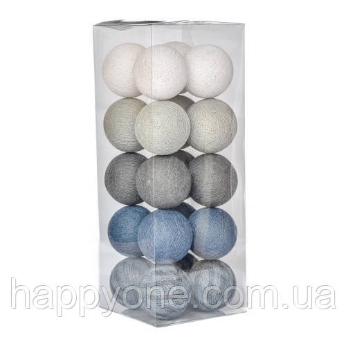Тайська LED-гірлянда "Stone-blue Mix" (20 кульок) на батарейках