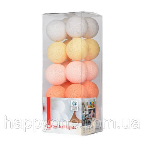 Тайська гірлянда "Peach pastel" (20 кульок) петля