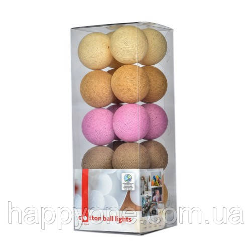 Тайська LED-гірлянда "Caramel caffe" (20 кульок) на батарейках, фото 1