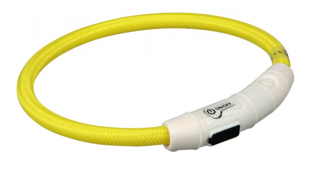 Нашийник Trixie Safer Life USB Flash Light Ring для собак нейлоновий, що світиться, 65 см Жовтий