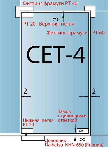 СЕТ-4 => К-т фурнитуры для стеклянных дверей типа Dorma РТ Universal Light - фото 1 - id-p6419052