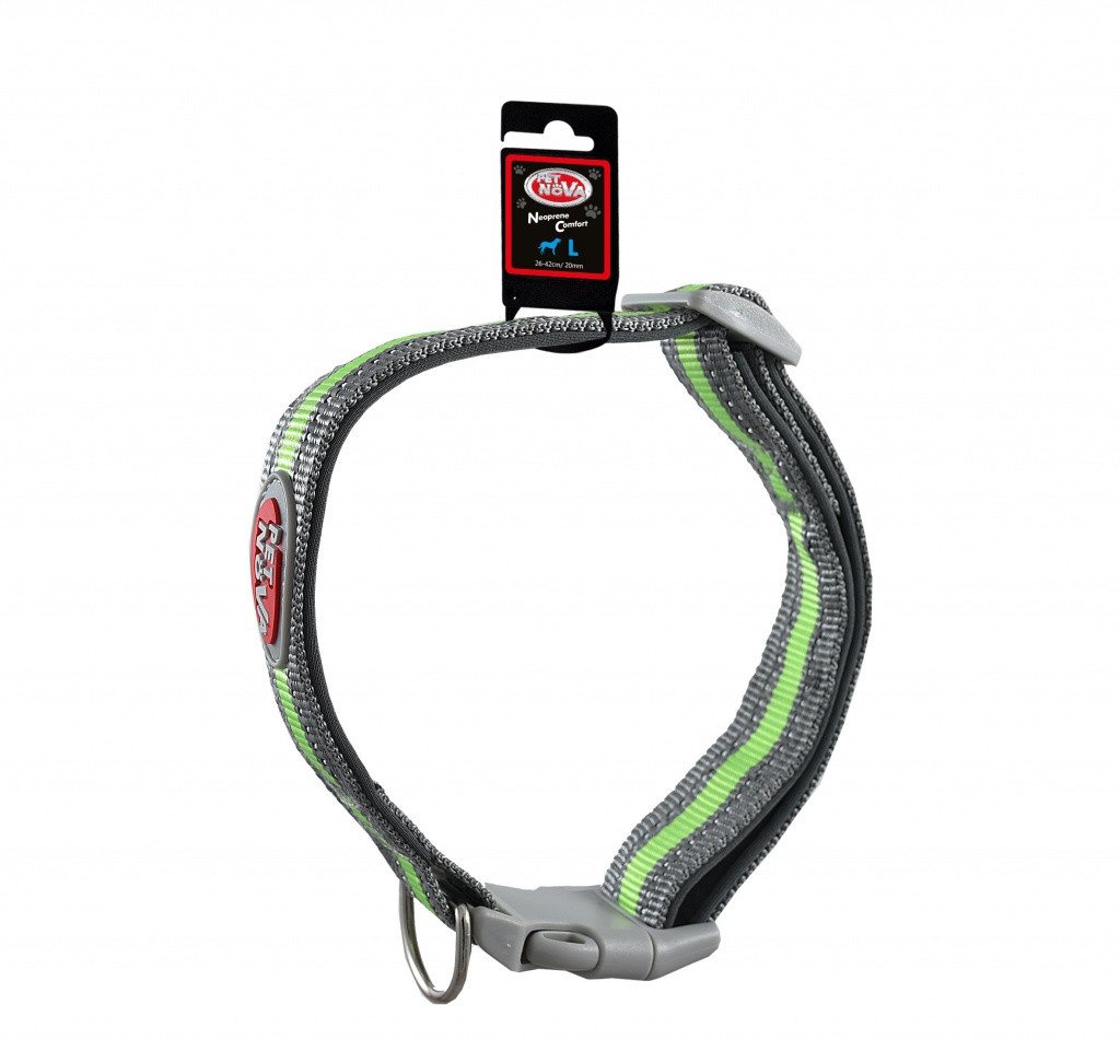 Нашийник з відбивачом Pet Nova Neoprene Comfort L Сіро-зелений, фото 1