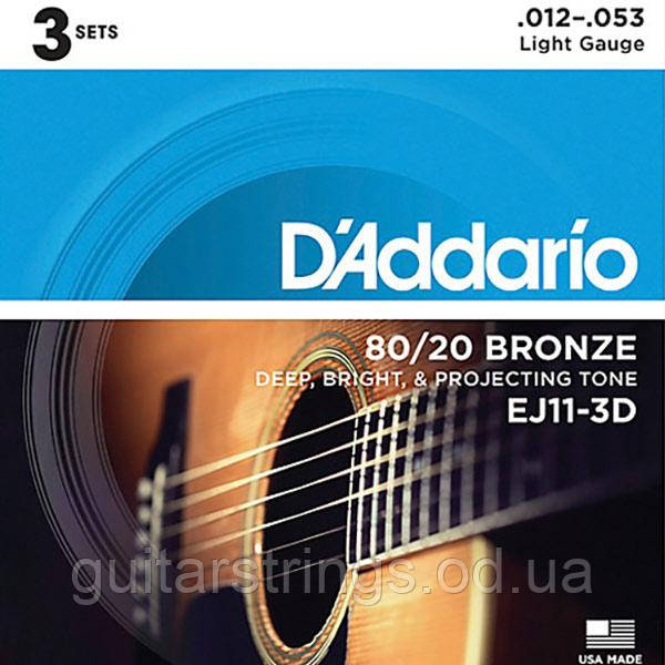 Струны D'Addario EJ11-3D Bronze 80/20 12-53 1 set