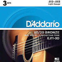 Струны D'Addario EJ11-3D Bronze 80/20 12-53 1 set