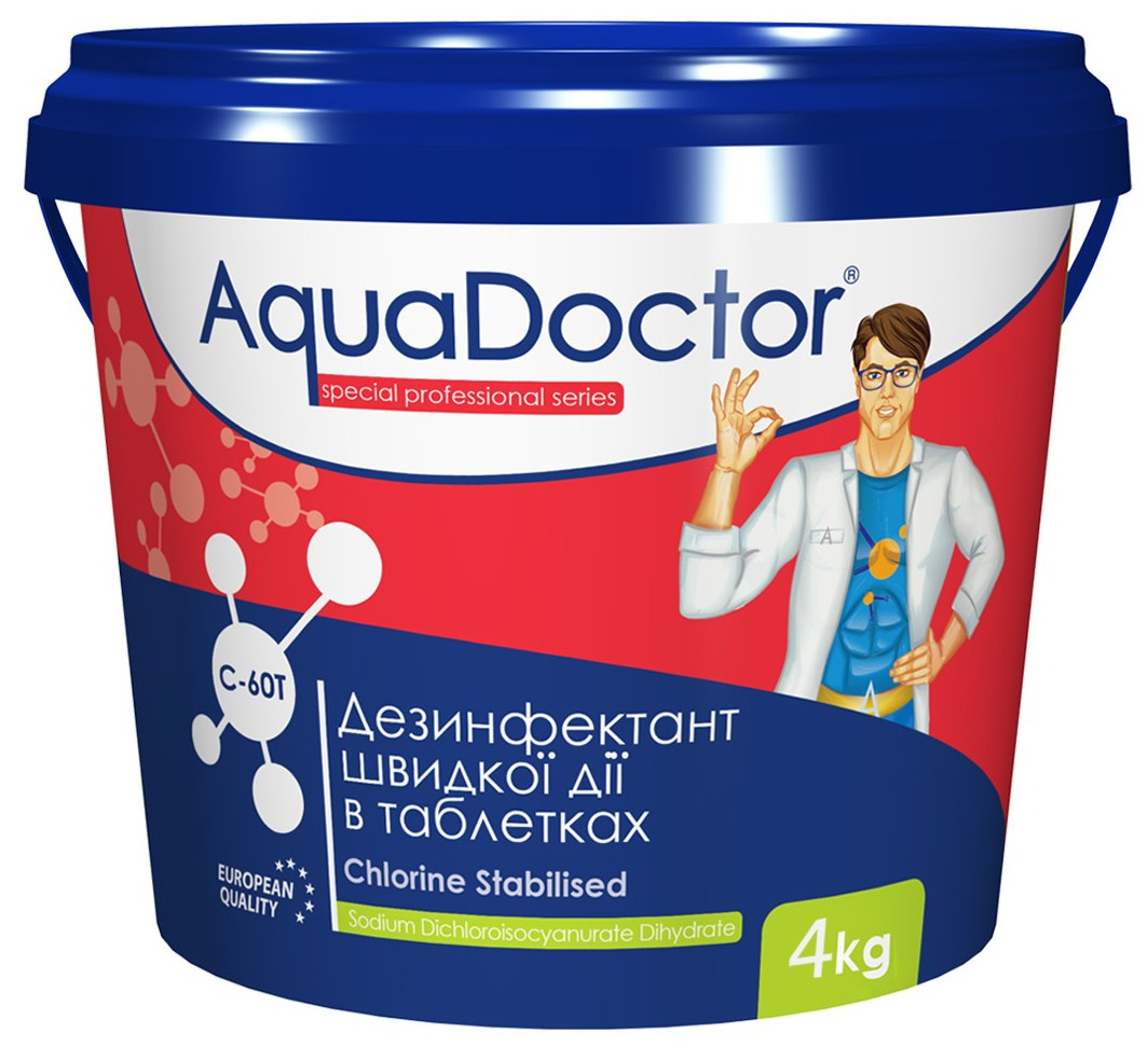 Таблетки для басейну AquaDoktor шоковий хлор З-60Т Stabilised Chlorine - 4кг